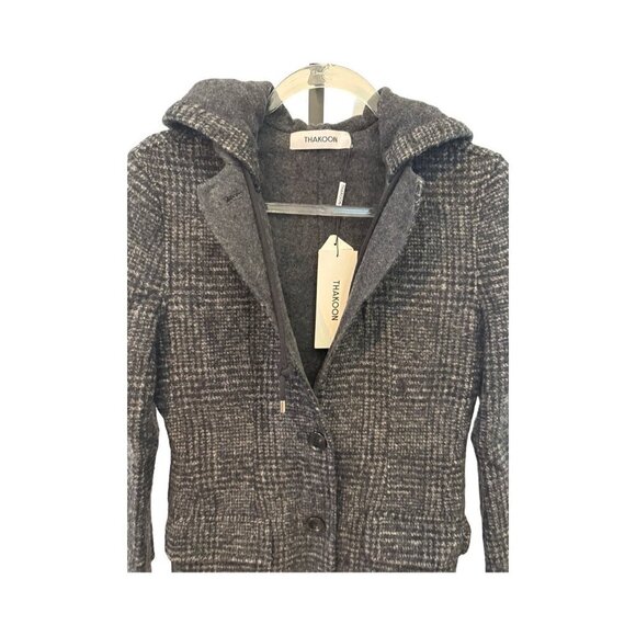 NWT Thakoon Womens‎ Coat Hooded Wool Blend Charcoal Size XS - Picture 7 of 11